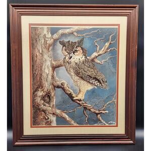 The Nightwatch Harry Duncan Signed #1232/2500 Framed Owl Lithograph